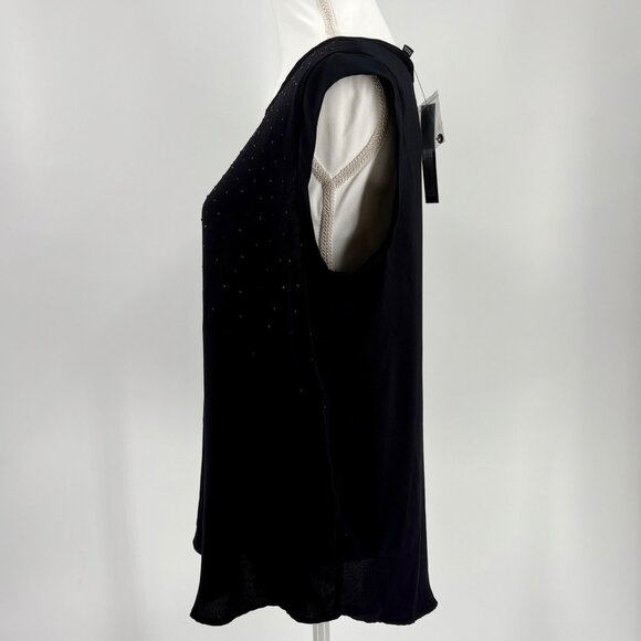 NWT Apt. 9 Womens Black Sleeveless Top With Rhinestone Detail  Size L - Picture 2 of 10